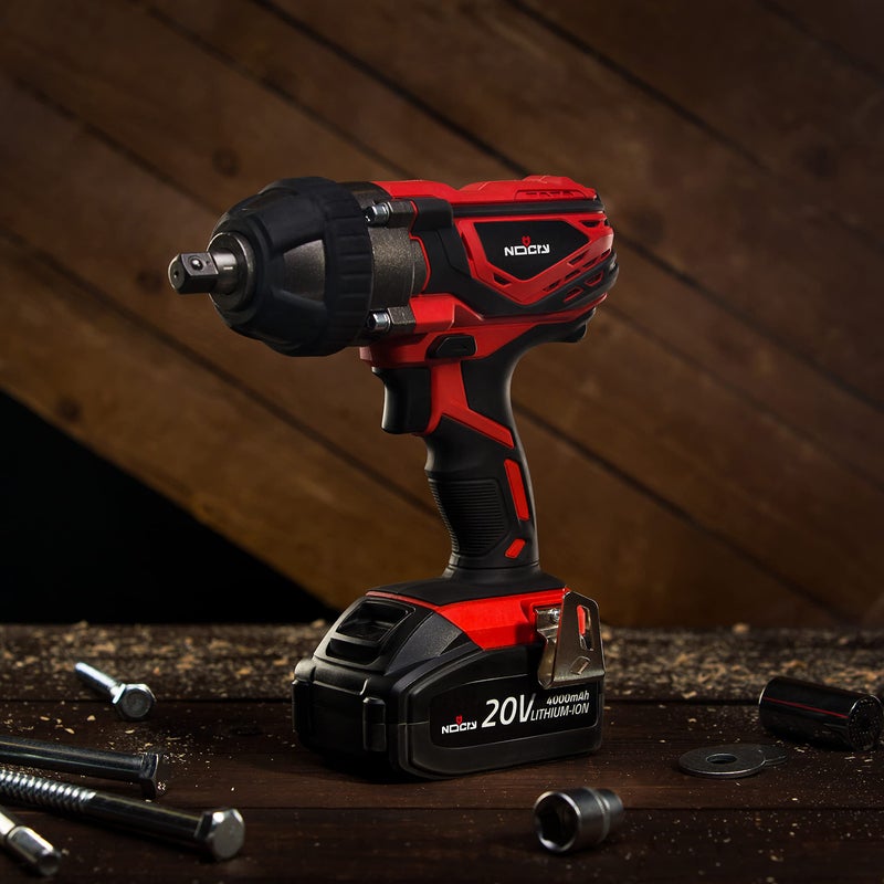 NoCry 20V Cordless Impact Wrench Kit - 300 ft-lb (400 N.m) Torque, 1/2 inch Detent Anvil, 2700 Max IPM, 2200 Max RPM, Belt Clip; 4.0 Ah Battery, Fast Charger & Carrying Case Included - Image 4
